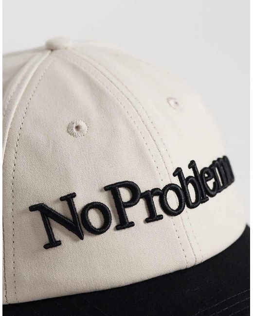 No Problemo White 100% Cotton Logo Cap With Contrast Peak for men