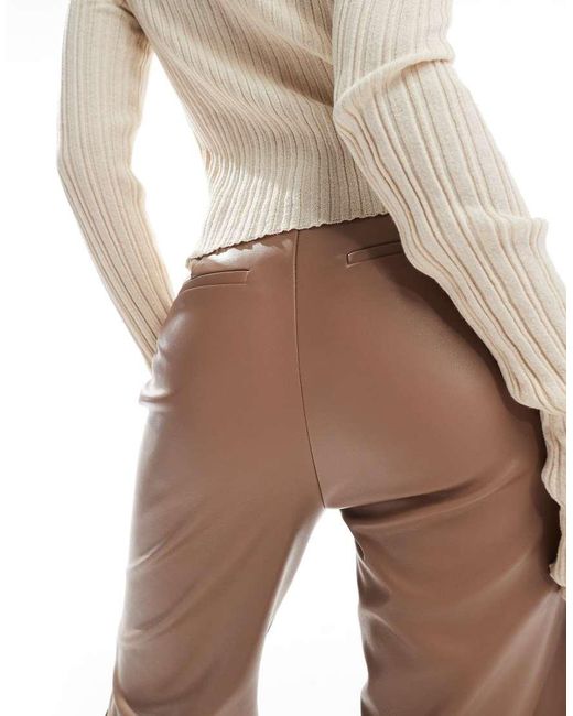 Pantalones Marrón De Pernera Recta De Cuero Sintético De -Rosa ASOS de color Pink
