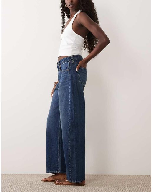 Abercrombie & Fitch Blue High Rise Barrel Fit Jeans