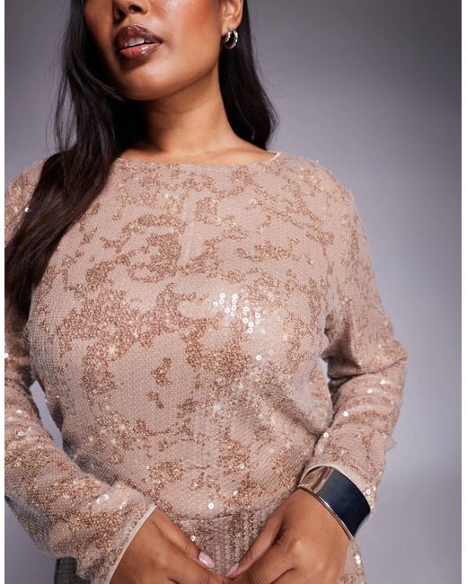 rose gold sequin long sleeve maxi dress SHIMMER SEQUIN MAXI DRESS | CULT MIA main image 1