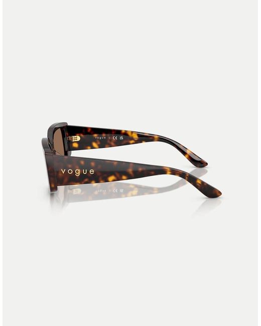 Vogue Brown Rectangle Sunglasses With Lens