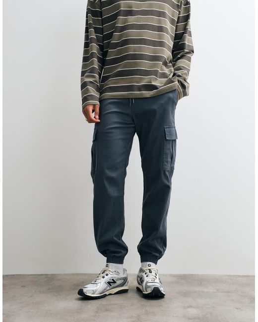 Jack & Jones Gray Cuffed Slim Cargo Trousers for men