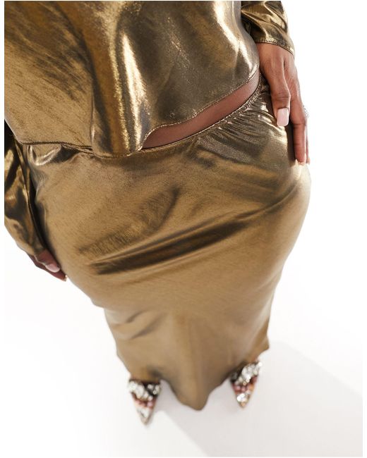ASOS Sheer Metallic Bias Maxi Skirt Co-ord
