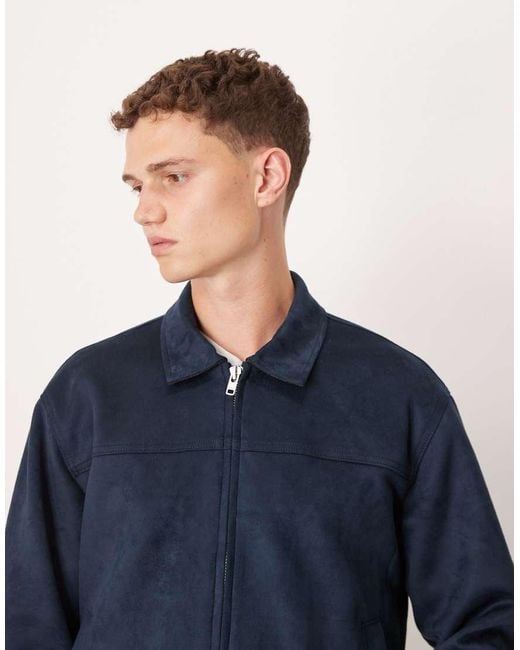 Abercrombie & Fitch Blue Lightweight Cropped Vegan Suede Jacket for men