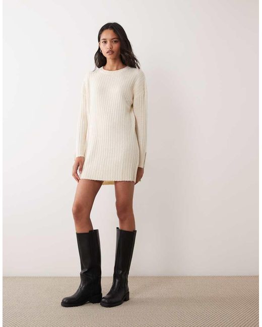 Miss Selfridge Natural Knit Ribbed Cozy Mini Dress