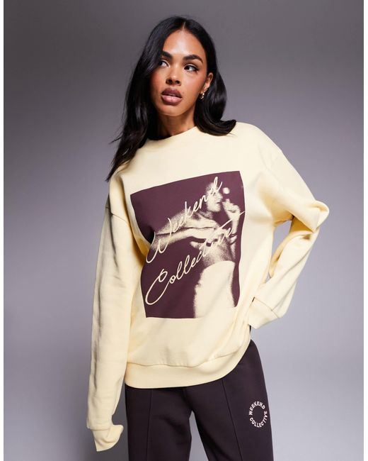 Weekend collective - sweat à imprimé photographique - babeurre ASOS en coloris Gray