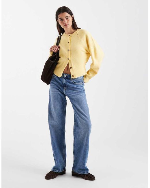 ASOS Blue Crew Neck Cardigan With Raglan Sleeve Detail