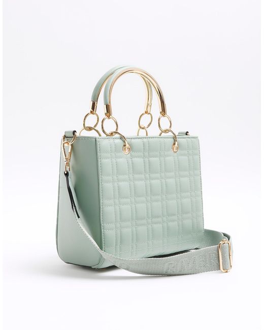 River Island Blue Quilted Tote Bag