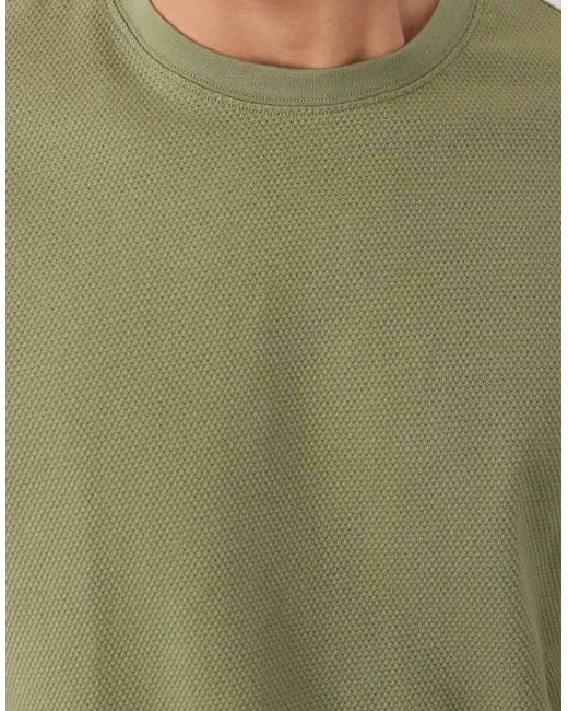 Threadbare Green Crew Neck Textured T-shirt for men