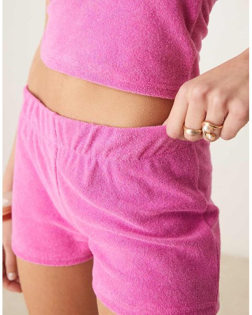 ASOS Pink Towelling Micro Short Co-ord
