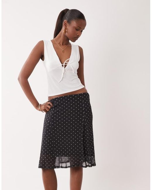 ASOS White Low Rise Mesh Midi Pencil Skirt Co-ord With Godets