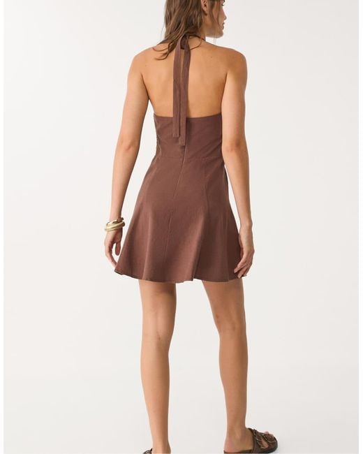 Vestito Allacciato Al Collo Corto di Stradivarius in Natural