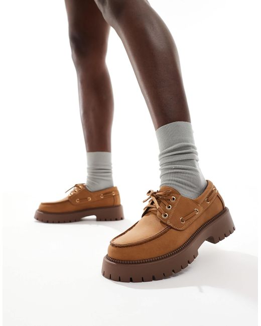 SEQWL Brown Exton Chunky Platform Boat Shoes