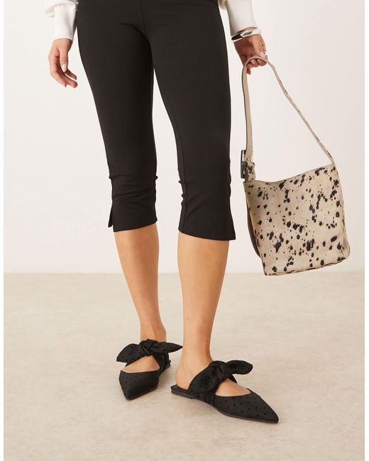 Asos Design Wide Fit Black Lunar Bow Detail Mules