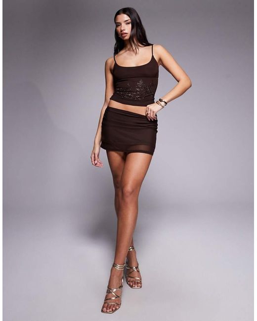 Tiger Mist Black Octavia Slinky Mesh Mini Skirt Co-Ord