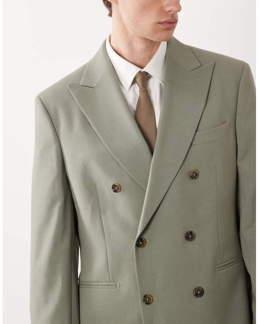 ASOS Green Double Breasted Slim Suit Jacket for men