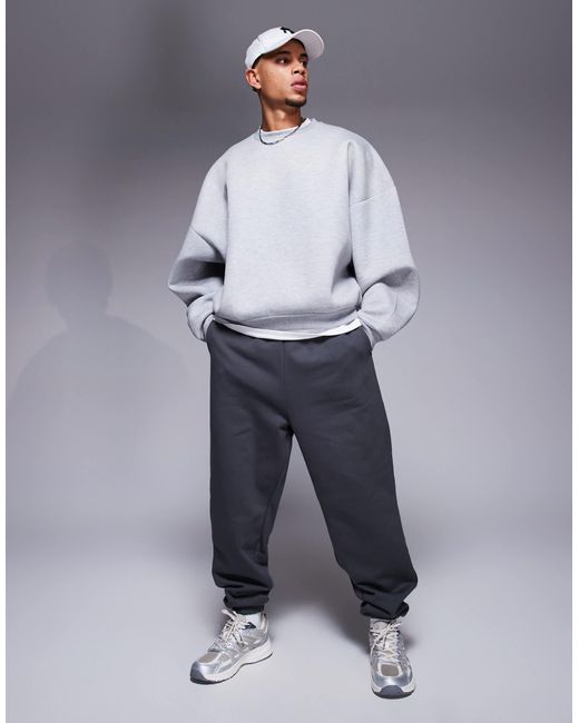 ASOS Blue Premium Heavyweight Oversized joggers 400gsm for men