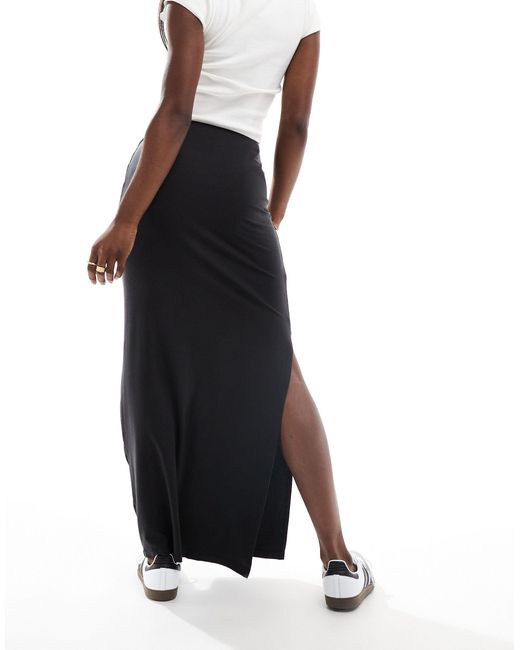 Vero Moda Black Aware Jersey Maxi Skirt With Side Split