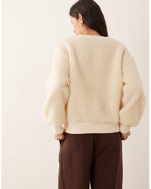 ASOS Natural Oversized Borg Sweater