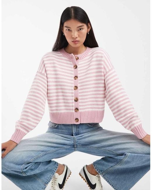 Hollister White Crew Neck Knitted Cardigan