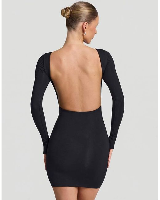 Oh Polly Blue Modal Blend Seamless Long Sleeve Midi Dress