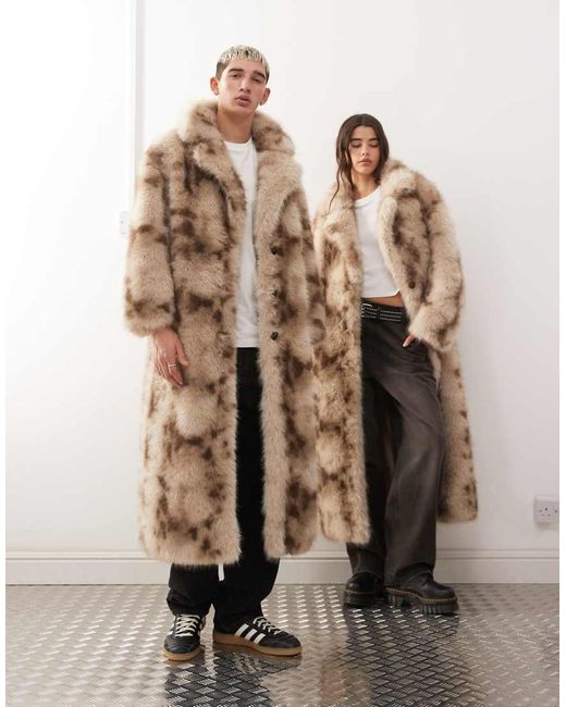 Reclaimed Vintage Natural Faux Fur Maxi Coat