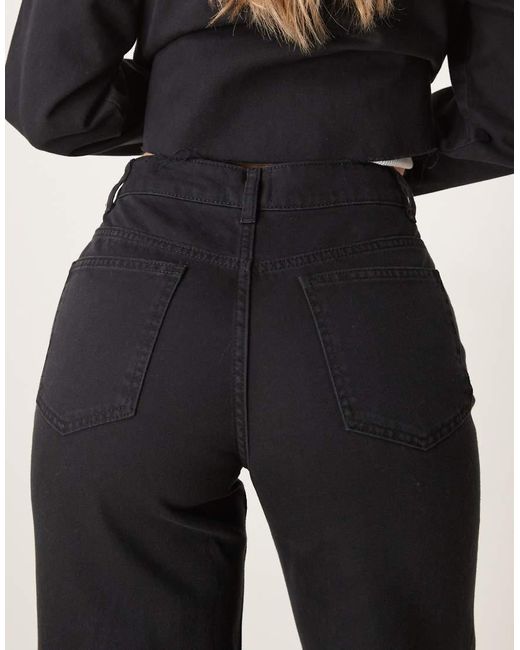 ASOS Dad Jeans Met Gouden Knoopgulp in het Black