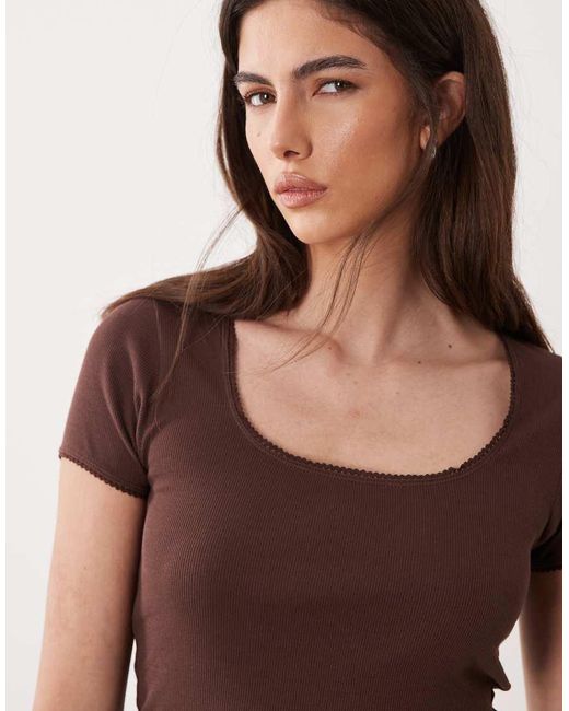 Jdy Brown Scoop Neck T-shirt