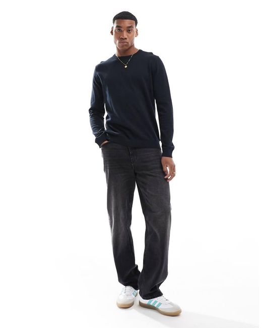 Jack & Jones Blue Crew Neck Jumper for men