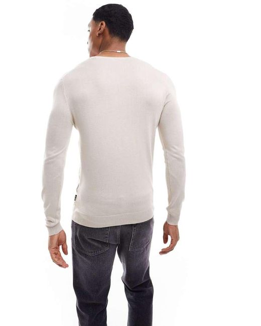 Only & Sons White Crew Neck Jumper for men