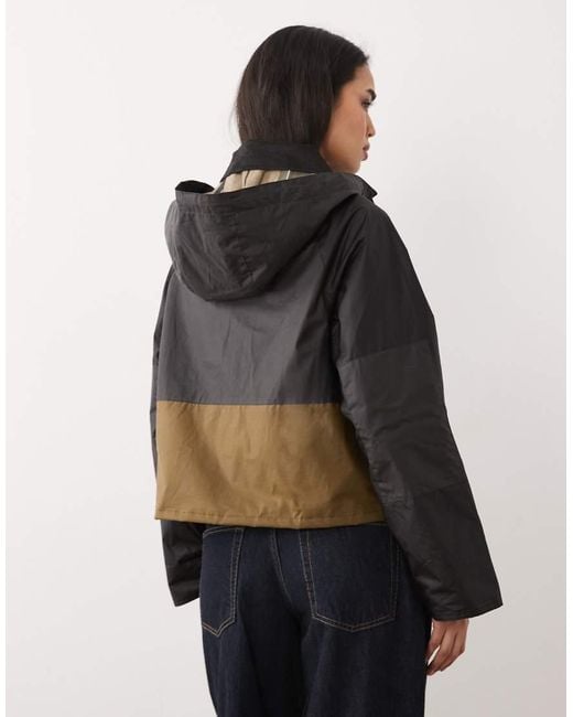 Barbour Black Liza Short Hooded Wax Jacket
