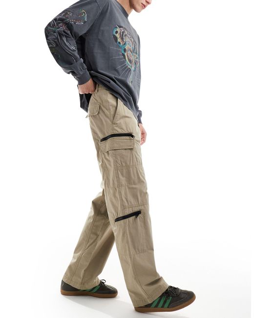 Magic - pantaloni sabbia con zip di Weekday in Natural da Uomo