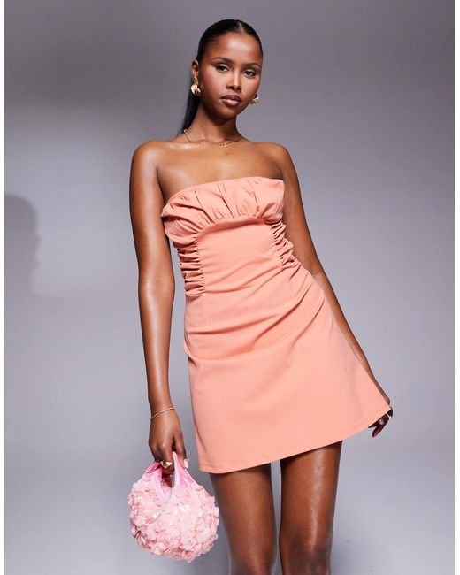ASOS Pink – strukturiertes, trägerloses minikleid