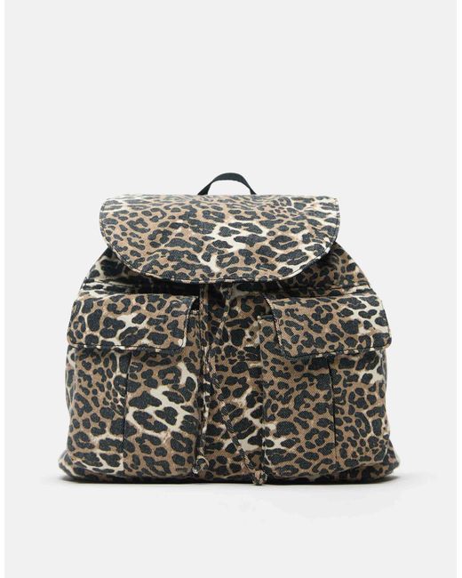 Pull&Bear Gray – rucksack mit leopardenprint