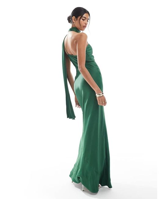 Maids To Measure Green Bridesmaid Multiway Scarf Neck Maxi Dress