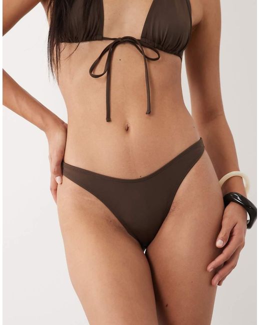 ASOS Natural Maya Ibiza High Leg Cheeky Brazilian Bikini Bottom