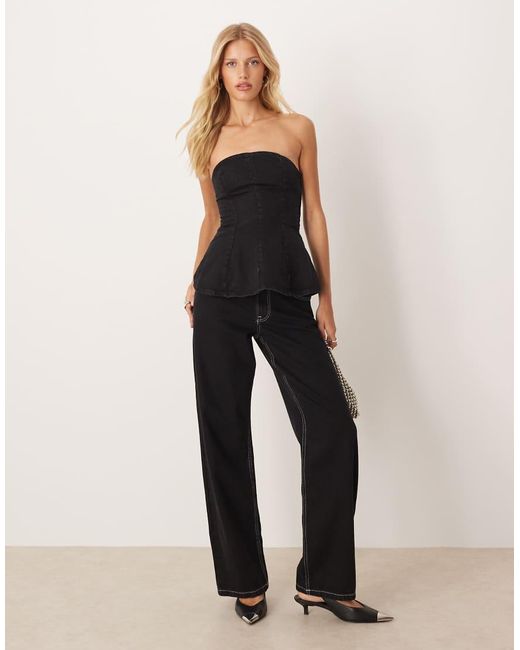 Top A Fascia Strutturato di ASOS in Black