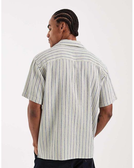 Jack & Jones White Stripe Textured Shirt for men