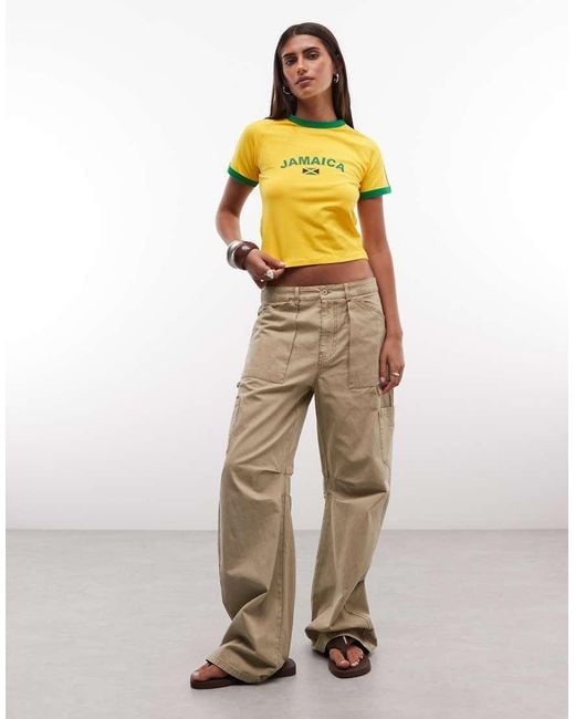 Reclaimed Vintage Yellow Baby Tee With Jamaica Slogan
