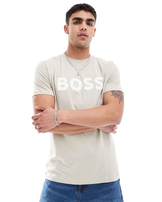 Boss White Thinking Logo T-shirt for men