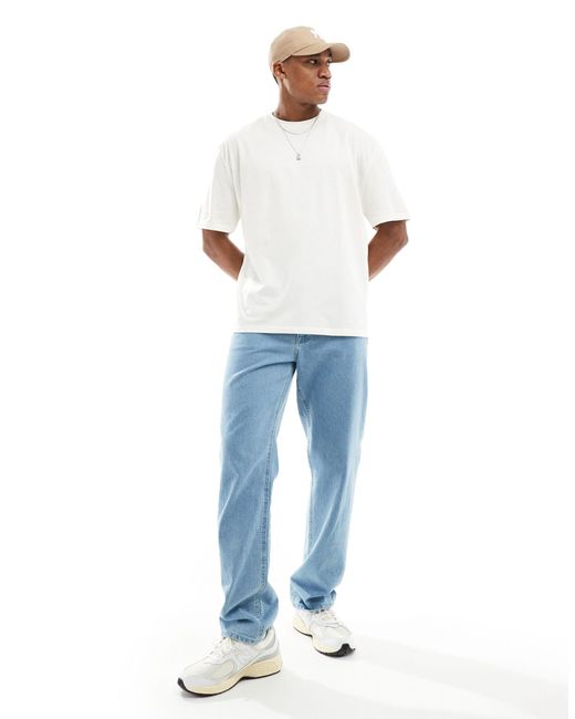 Confezione da 2 t-shirt oversize color écru e antracite di ASOS in Blue da Uomo