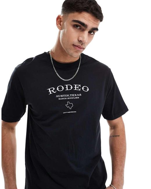 Only & Sons Blue Oversized T-shirt With Rodeo Back Print for men