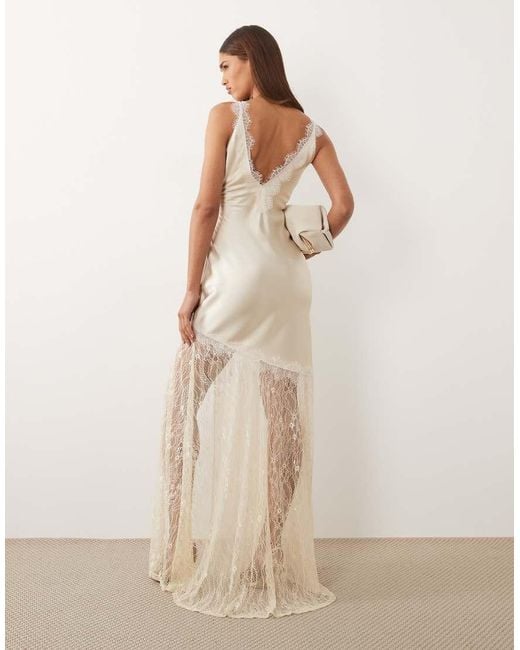 ASOS Natural Asos X The Sourced Collection Satin And Lace Dress