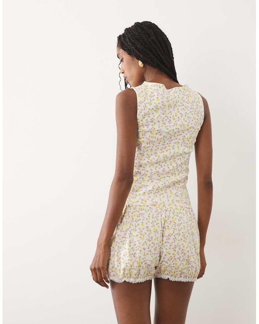 Miss Selfridge Natural Mini Bloomer Short Co-ord