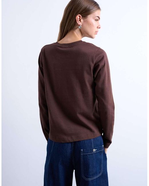 TOPSHOP Recht T-Shirt Met Lange Mouwen En Grafische Amico-Print in het Blue