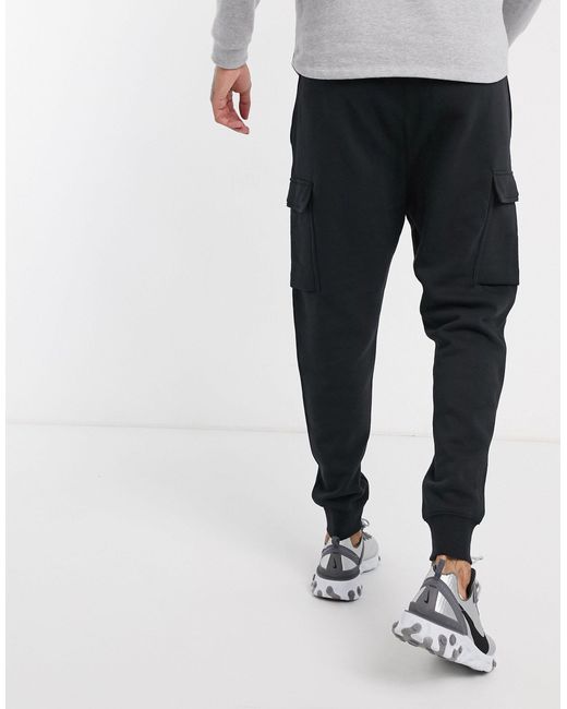 nike club cuffed joggers black