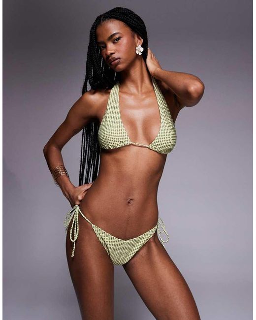 Candypants Brown Geometric Print Halterneck Bikini Top