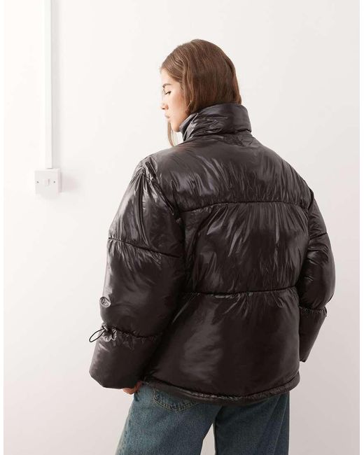 Noisy May Brown Shiny Puffer Jacket