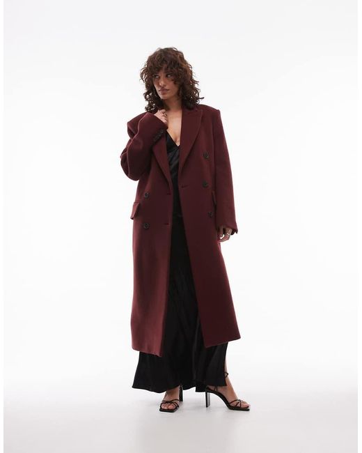 ARKET Red Wool Blend Double Breasted Maxi Coat
