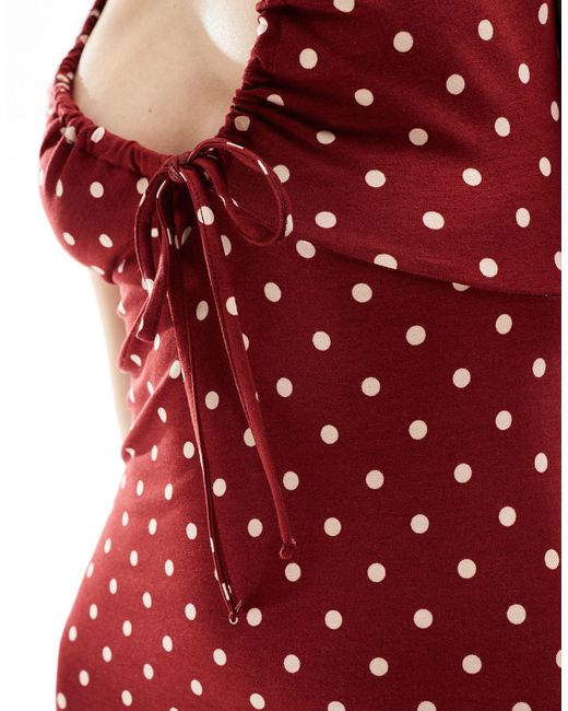 ASOS Red Cap Sleeve Tie Front Midi Tea Dress